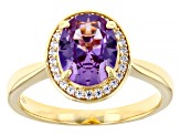 Purple Lab Created Color Change Sapphire & White Cubic Zirconia 18k Yellow Gold Over Silver Ring