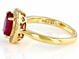 Lab Created Ruby and White Cubic Zirconia 18k Yellow Gold Over Sterling Silver Ring 2.33ctw