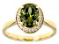 Green And White Cubic Zirconia 18k Yellow Gold Over Sterling Silver Ring 3.25ctw