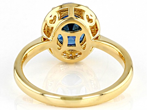 Blue And White Cubic Zirconia 18k Yellow Gold Over Sterling Silver 