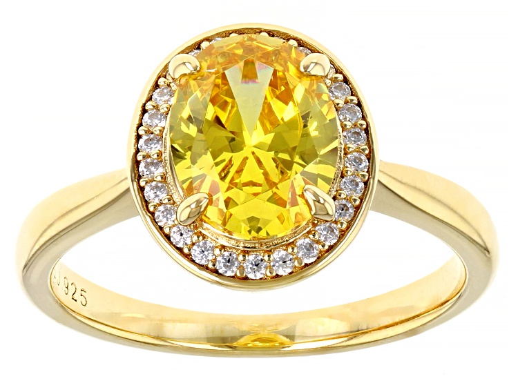 Yellow And White Cubic Zirconia 18k Yellow Gold Over Sterling Silver Ring 3.27ctw