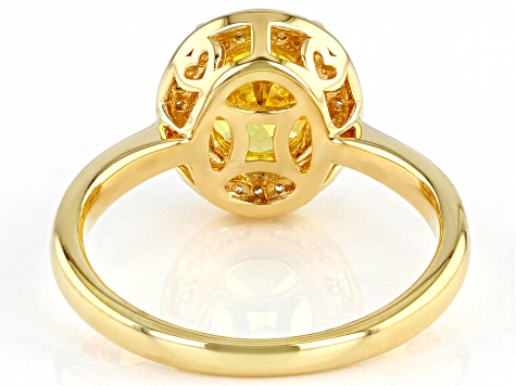 Yellow And White Cubic Zirconia 18k Yellow Gold Over Sterling Silver Ring 3.27ctw