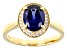 Blue And White Cubic Zirconia 18k Yellow Gold Over Sterling Silver Ring 3.22ctw