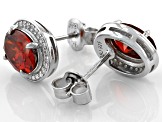 Red And White Cubic Zirconia Rhodium Over Sterling Silver Earrings 4.23ctw