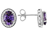 Purple And White Cubic Zirconia Rhodium Over Sterling Silver Earrings 4.31ctw