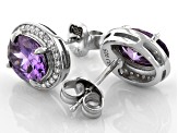 Purple And White Cubic Zirconia Rhodium Over Sterling Silver Earrings 4.31ctw