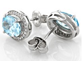 Light Blue And White Cubic Zirconia Rhodium Over Sterling Silver Earrings 4.51ctw