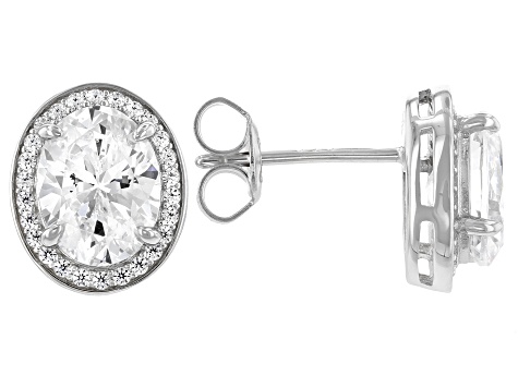 White Cubic Zirconia Rhodium Over Sterling Silver Earrings 4.78ctw