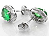 Green And White Cubic Zirconia Rhodium Over Sterling Silver Earrings 4.21ctw