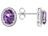 Purple Lab Created Color Change Sapphire & White Cubic Zirconia Rhodium Over Silver Earrings