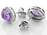 Purple Lab Created Color Change Sapphire & White Cubic Zirconia Rhodium Over Silver Earrings
