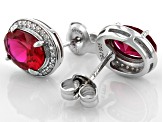 Lab Created Ruby And White Cubic Zirconia Rhodium Over Sterling Silver Earrings 3.18ctw