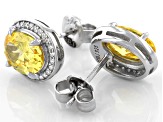 Yellow And White Cubic Zirconia Rhodium Over Sterling Silver Earrings 4.36ctw