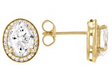 White Cubic Zirconia 18k Yellow Gold Over Sterling Silver Earrings 4.78ctw