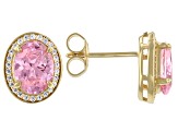 Pink And White Cubic Zirconia 18k Yellow Gold Over Sterling Silver Earrings 4.15ctw