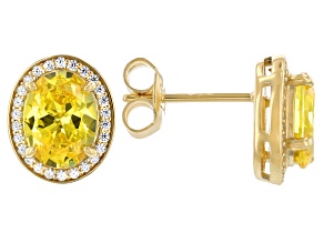 Yellow And White Cubic Zirconia 18k Yellow Gold Over Sterling Silver Earrings 4.36ctw