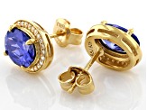 Blue And White Cubic Zirconia 18k Yellow Gold Over Sterling Silver Earrings 4.36ctw