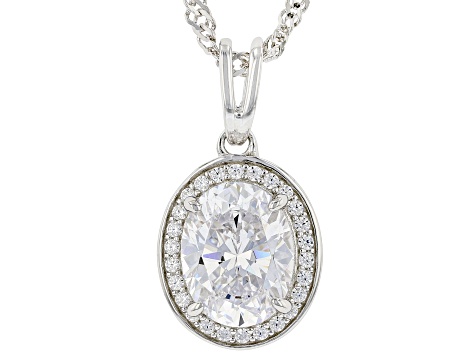 White Cubic Zirconia Rhodium Over Sterling Silver Pendant With Chain 3.63ctw