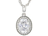 White Cubic Zirconia Rhodium Over Sterling Silver Pendant With Chain 3.63ctw