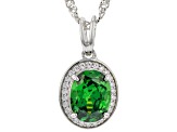 Green And White Cubic Zirconia Rhodium Over Sterling Silver Pendant With Chain 3.07ctw