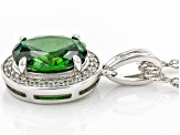 Green And White Cubic Zirconia Rhodium Over Sterling Silver Pendant With Chain 3.07ctw