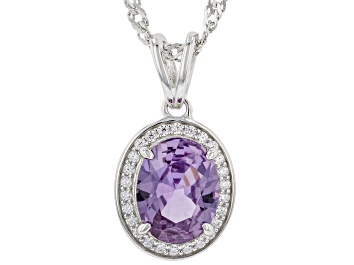 Picture of Lab Created Color Change Sapphire And White Cubic Zirconia Pendant With Chain 2.29ctw