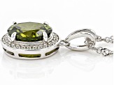 Green And White Cubic Zirconia Rhodium Over Sterling Silver Pendant With Chain 3.24ctw