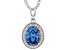 Blue And White Cubic Zirconia Rhodium Over Sterling Silver Pendant With Chain 3.29ctw