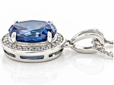 Blue And White Cubic Zirconia Rhodium Over Sterling Silver Pendant With Chain 3.29ctw