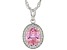Pink And White Cubic Zirconia Rhodium Over Sterling Silver Pendant With Chain 3.28ctw
