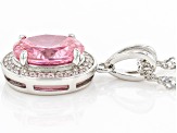 Pink And White Cubic Zirconia Rhodium Over Sterling Silver Pendant With Chain 3.28ctw