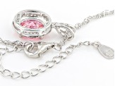 Pink And White Cubic Zirconia Rhodium Over Sterling Silver Pendant With Chain 3.28ctw