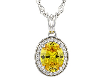 Picture of Yellow And White Cubic Zirconia Rhodium Over Sterling Silver Pendant With Chain 3.26ctw