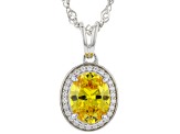 Yellow And White Cubic Zirconia Rhodium Over Sterling Silver Pendant With Chain 3.26ctw