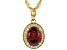 Red And White Cubic Zirconia 18k Yellow Gold over Sterling Silver Pendant With Chain 3.26ctw