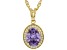 Purple And White Cubic Zirconia 18k Yellow Gold Over Sterling Silver Pendant With Chain 3.22ctw