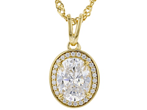 White Cubic Zirconia 18k Yellow Gold Over Sterling Silver Pendant With Chain 3.63ctw