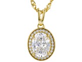 White Cubic Zirconia 18k Yellow Gold Over Sterling Silver Pendant With Chain 3.63ctw