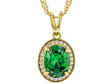 Green And White Cubic Zirconia 18k Yellow Gold Over Sterling Silver Pendant With Chain 3.07ctw