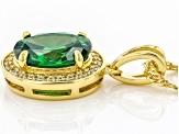Green And White Cubic Zirconia 18k Yellow Gold Over Sterling Silver Pendant With Chain 3.07ctw