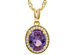 Lab Created Color Sapphire And White Cubic Zirconia 18k Yellow Gold Over Silver Pendant With Chain