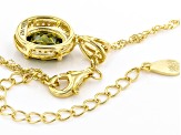 Green And White Cubic Zirconia 18k Yellow Gold Over Sterling Silver Pendant With Chain 3.24ctw