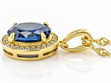 Blue And White Cubic Zirconia 18k Yellow Gold Over Sterling Silver pendant With Chain 3.29ctw