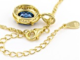 Blue And White Cubic Zirconia 18k Yellow Gold Over Sterling Silver pendant With Chain 3.29ctw