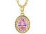 Pink And White Cubic Zirconia 18k Yellow Gold Over Sterling Silver Pendant With Chain 3.28ctw