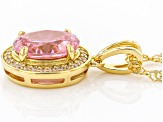 Pink And White Cubic Zirconia 18k Yellow Gold Over Sterling Silver Pendant With Chain 3.28ctw