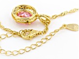 Pink And White Cubic Zirconia 18k Yellow Gold Over Sterling Silver Pendant With Chain 3.28ctw