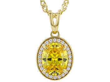 Picture of Yellow And White Cubic Zirconia 18k Yellow Gold Over Sterling Silver Pendant With Chain 3.26ctw