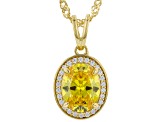 Yellow And White Cubic Zirconia 18k Yellow Gold Over Sterling Silver Pendant With Chain 3.26ctw