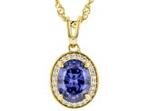 Blue And White Cubic Zirconia 18k Yellow Gold Over Sterling Silver 3.22ctw